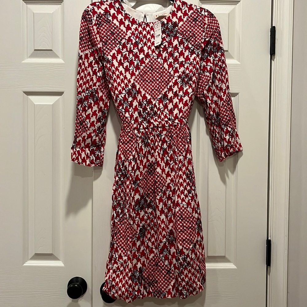 Brooks Brothers Red and White houndstooth Patterned Dress